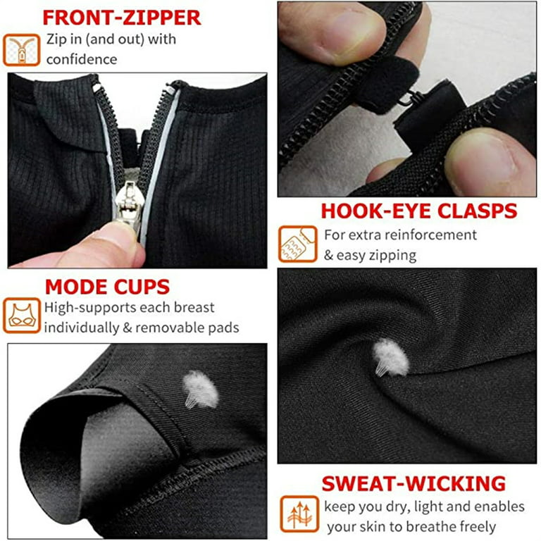 Adjustable Front Zipper Sports Bra Shockproof No Steel Ring Vest