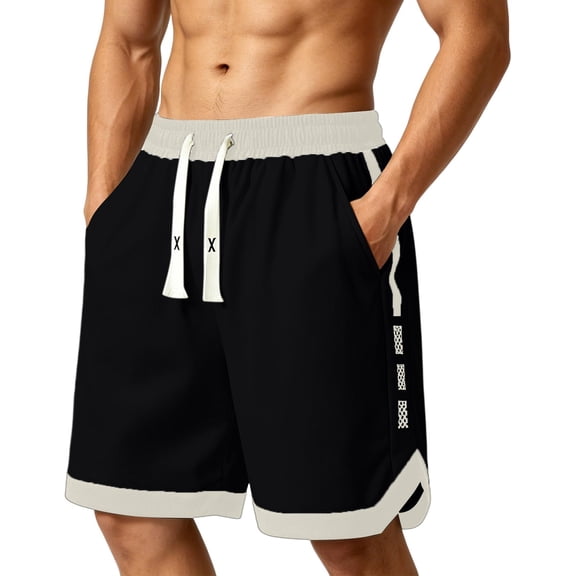 BELTNOV Men's Casual Loose Basketball Shorts Elastic Waist Quick Dry Breathable Running Workout Shorts with Pockets Black