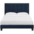thumbnail image 5 of Pemberly Row Queen Tufted Button Velvet Platform Bed in Midnight Blue, 5 of 5