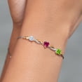 thumbnail image 4 of 925 Silver and 10K Yellow Gold Near Colorless White Moissanite Red Created Ruby Green Peridot and Lab Grown Diamond Tennis Bracelet for Women By Keren Hanan (2.19 cttw, Adjustable up To 9 inch), 4 of 4