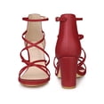 thumbnail image 4 of BLISSFUL STEP Sandales à Talons Épais à Brides Croisées pour Femmes Rouge 7.5, 4 of 4