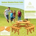 thumbnail image 6 of Outdoor 8-Person Circular Wooden Picnic Table w/ 4 Built-in Benches 2220lb Capacity for Garden, Patio, Backyard - Natural, 6 of 12
