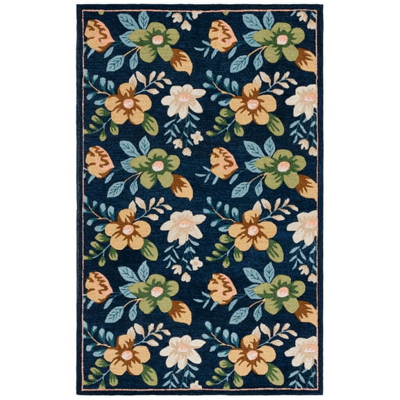 SAFAVIEH Blossom Derren Floral Area Rug, Navy/Green, 4' x 6'