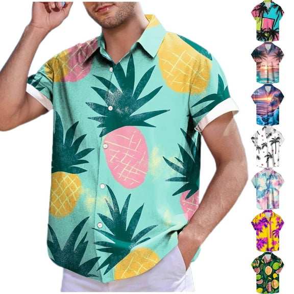 DDAPJ pyju Mens Hawaiian Shirt Tropical Summer Beach Tops Big and Tall Short Sleeve Button Down Shirts for Men Cruise Vacation Shirt on Clearance Multicolor XXXL