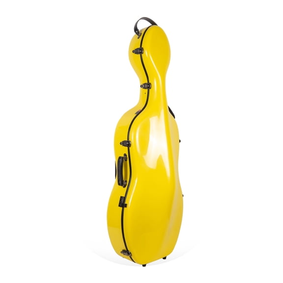 Crossrock Fiberglass Case with Wheels-Fits 4/4 Full Size Cellos-Includes Padded Music Pouch, 3 Handles, Removable Shoulder Straps, Combination Lock-Yellow (CRF2020CEFYL)
