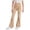 Khaki, variant on Pleated Flare Trousers for Girls Elastic Hight Waist Bell Bottom Athletic & Yoga & Dance Pants Casaul Slim Fit Trousers