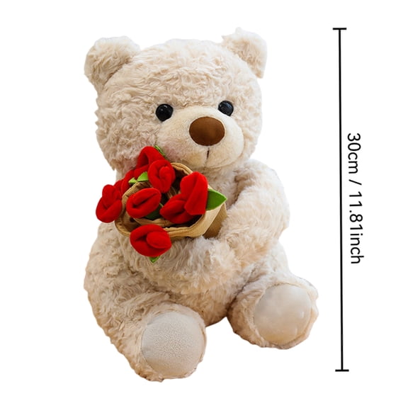 Rose Bear Toy, Cute Teddy Bear Holding Red Rose, Romantic Valentine's Day Gift and Warm Companion for Creating Sweet Memories and Symbolizing Everlasting Affection