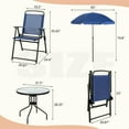 thumbnail image 6 of Walsunny 6 Piece Patio Furniture Set with Umbrella, Outdoor Patio Dining Set with 4 Folding Chairs and Tempered Glass Dining Table, Dark Blue, 6 of 9
