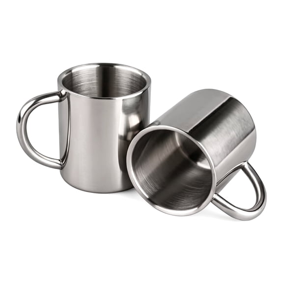 7.5oz Stainless Steel Espresso Mug, Double Walled Coffee Cup with Handle, Set of 2 for Kids Milk Water & Small Drinks
