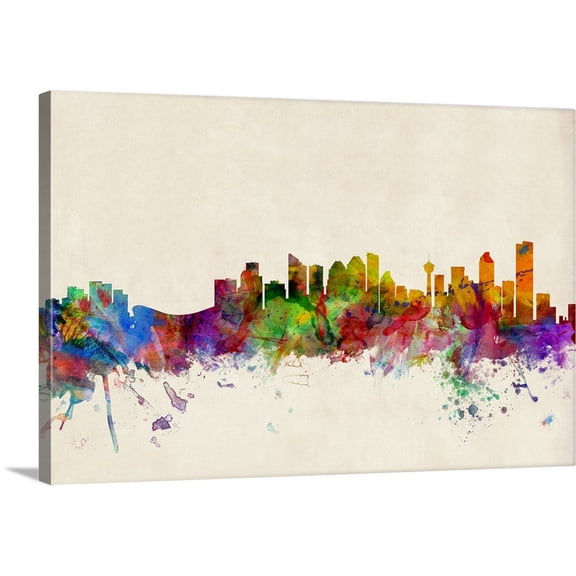 Great BIG Canvas | "Calgary Canada Skyline" Canvas Wall Art - 24x16