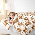 thumbnail image 4 of Homewish Kawaii Highland Cattle Bedding Comforter Set,Rustic Farm Animal Twin Comforter Sets,Orange Flower Floral Bedding Set For Teens,Luxury Bedroom Decor Reversible,2-Piece, 4 of 8