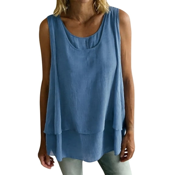 Tank Tops for Women Sleeveless Longline Tunic Top with Scoop Neck And Relaxed Shape for Casual Layering Women's Tanks