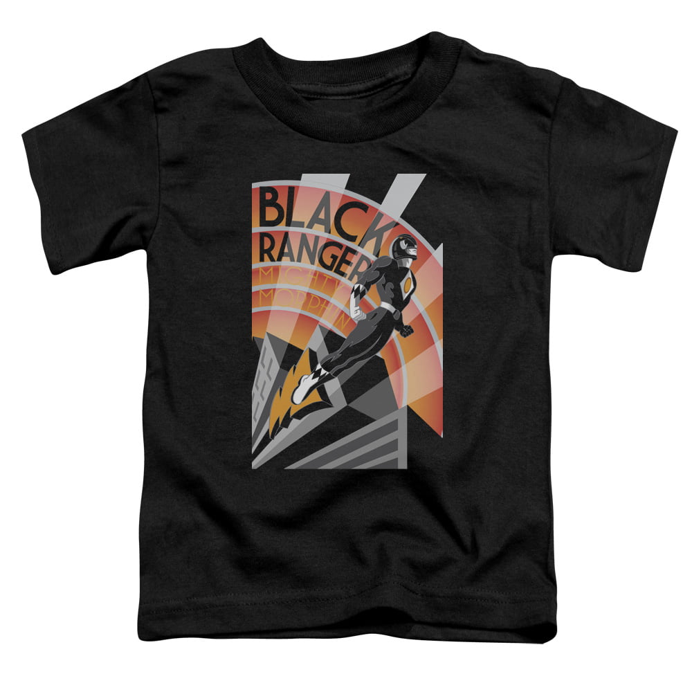 Juvenile T-Shirt Art Deco style Black Ranger Power Rangers 