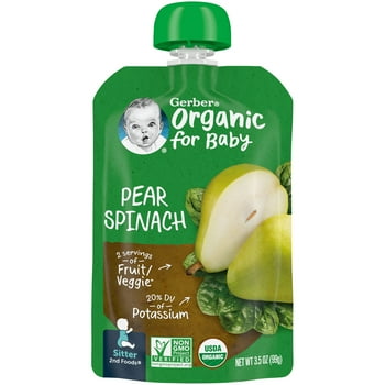 Gerber 2nd Foods  for Baby Baby Food, Pear Spinach, 3.5 oz Pouch