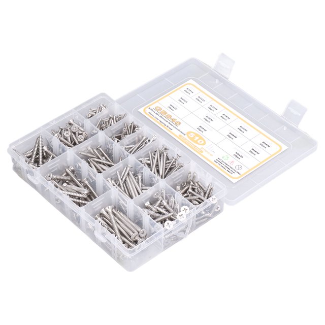 Tornillos De Cabeza Avellanada Tornillo Autorroscante 304 Acero Inoxidable GB846 510PCS Rosca Profunda Para Reparación Electrónica Para Carpintería ANGGREK Hardware
