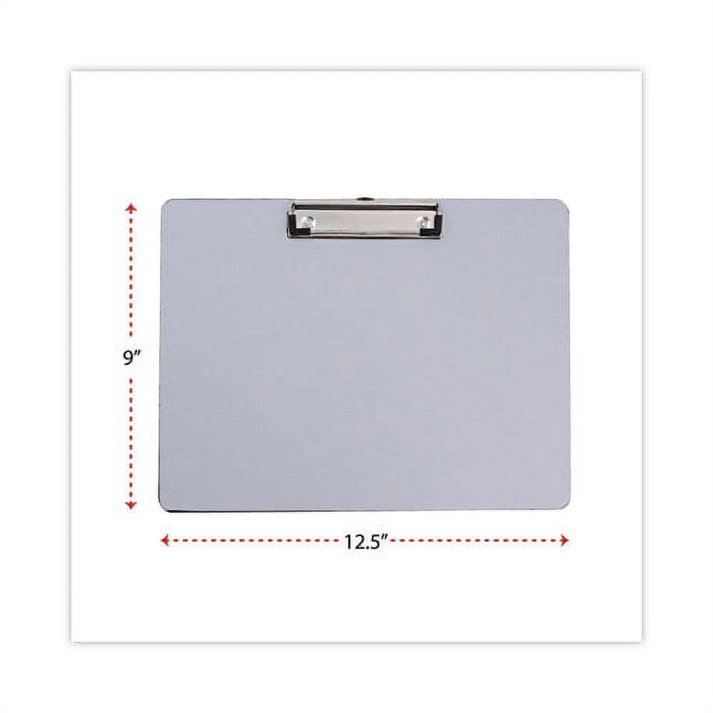 Plastic Brushed Aluminum Clipboard, Landscape Orientation, 0.5" Clip Capacity, Holds 11 x 8.5 Sheets, Silver | Bundle of 10 Each