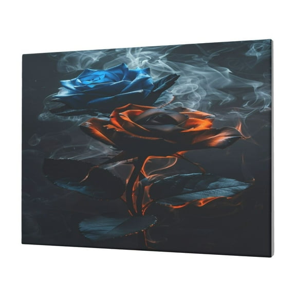 Daiia Blue and Red Roses Artwork Print Canvas Decorative Picture – 30x40in Artistic Wall Art, Ready-to-Hang Canvas Print for Living Room（Horizontal）