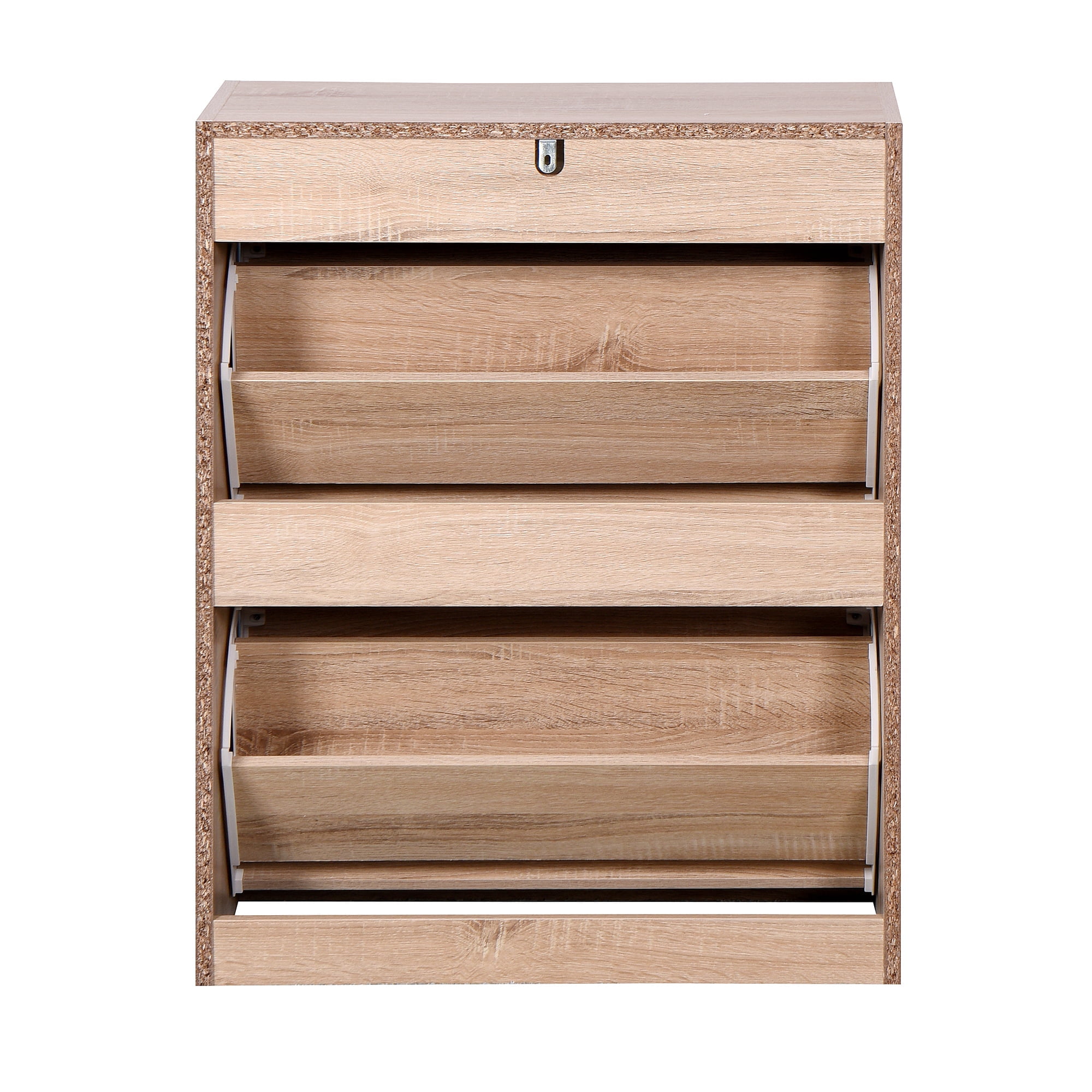 Spaco 2-Flip Drawers Shoe Rack, Wooden Shoe Storage Cabinet for Entryway, Natural Spaco 2-Flip Drawers Shoe Rack, Wooden Shoe Storage Cabinet for Entryway, Natural