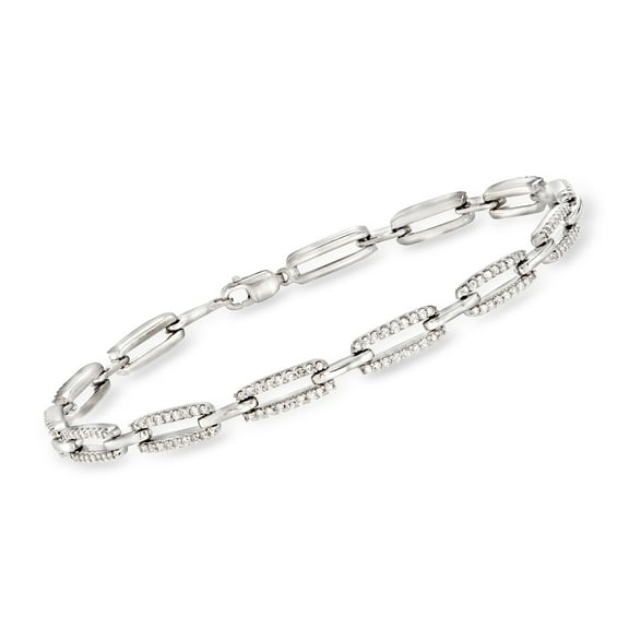 Ross-Simons 1.00 ct. t.w. Diamond Paper Clip Link Bracelet in Sterling Silver, Women's, Adult