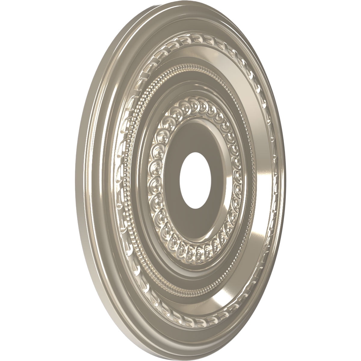 Ekena Millwork 22"OD x 3 1/2"ID x 1"P Cole Thermoformed PVC Ceiling Medallion (Fits Canopies up to 6"), Bright Coat Chrome