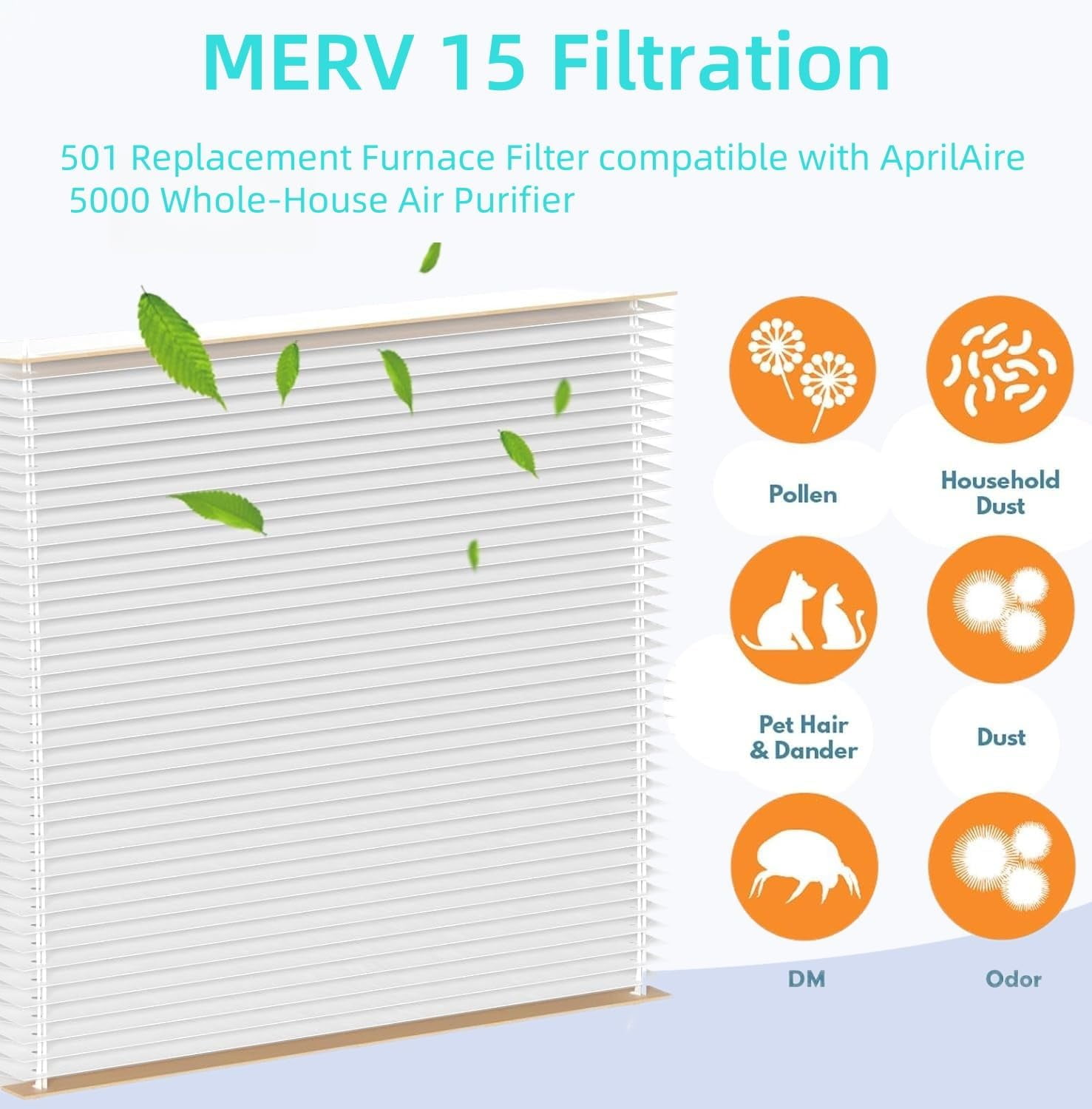 3 Pack 501 Replacement Filter Compatible with Aprilaire 5000 Whole-House Air Purifier, 16x25x6 Air Filter，MERV15