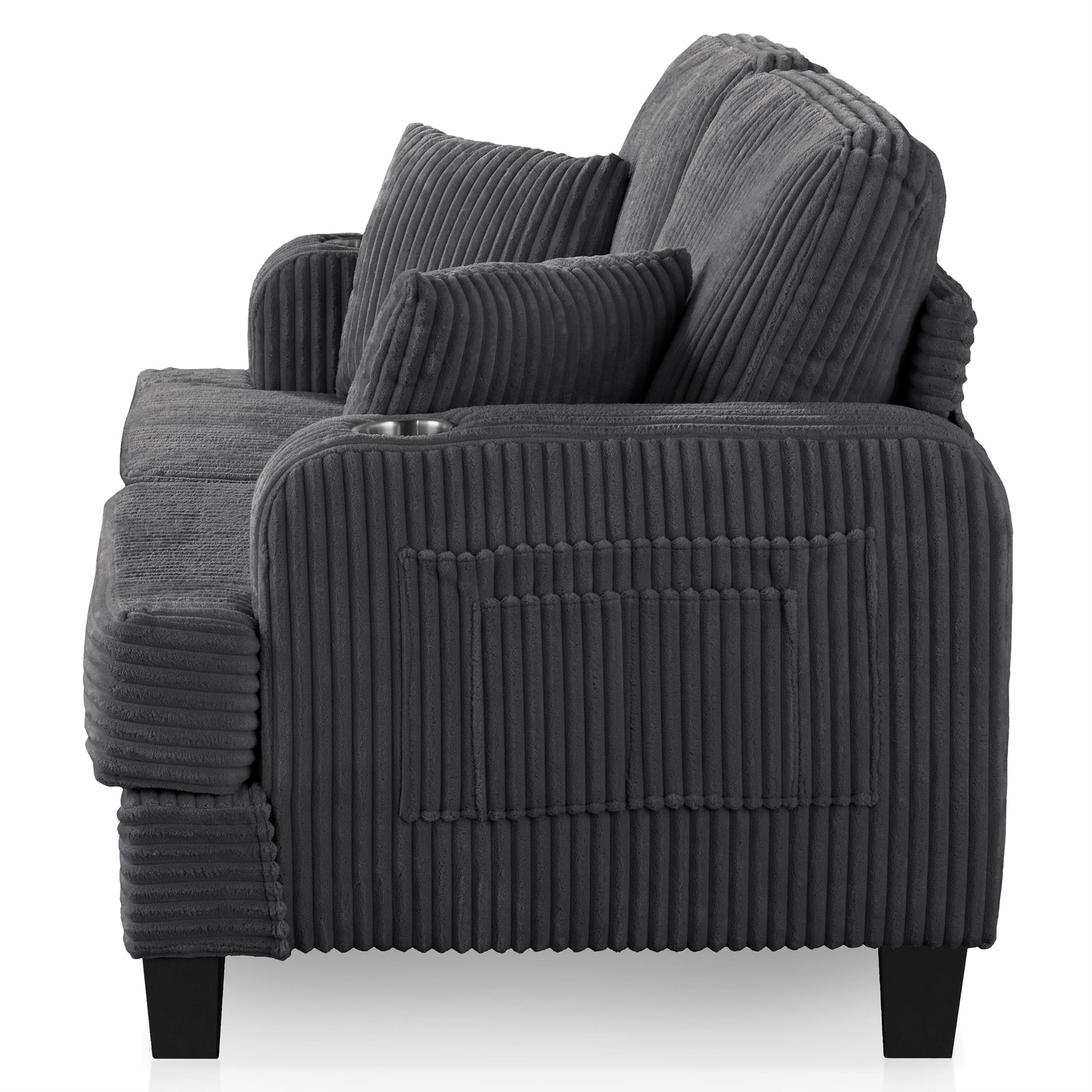 Furniture of America Fayen Modern Small Space Chenille Fabric Loveseat with Pillow, Dark Gray