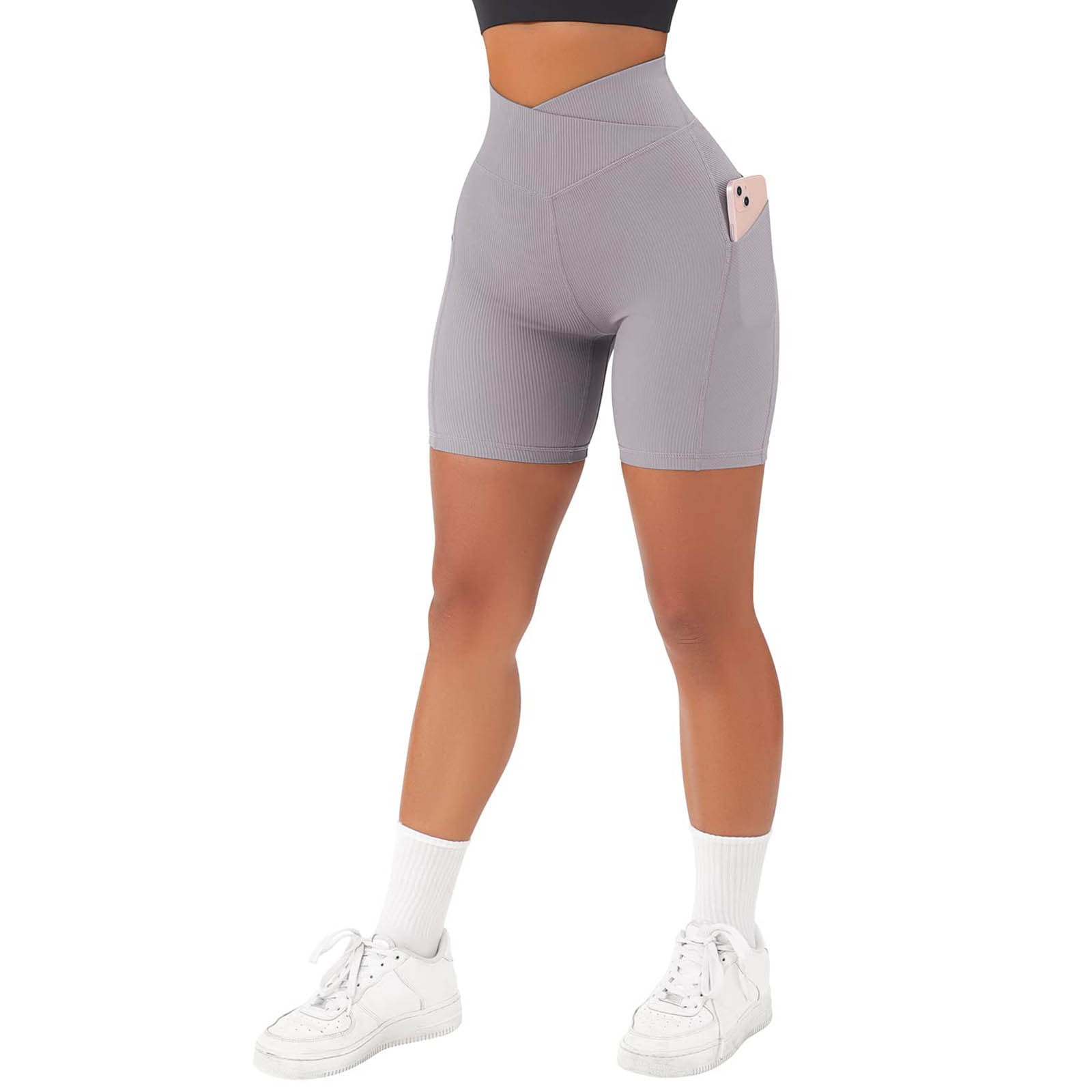  V Biker Waisted Waist Shorts Shorts Butt Lifting Women