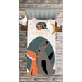 thumbnail image 3 of Ambesonne I Love You Quilted Bedspread Set 2 Pcs, Bear and Fox in Love, Twin Size, Orange Slate Blue Grey, 3 of 3