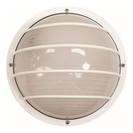 

YuraZH S761WF-LE26C-WH Bulkhead Wall & Ceiling Mount Light with 4000K LED Lamp Durable & Frosted Polycarbonate Lens Fade & Rust Resistant UL Listed 10 ¼ H x 10 ¼ L x 5.125 W White