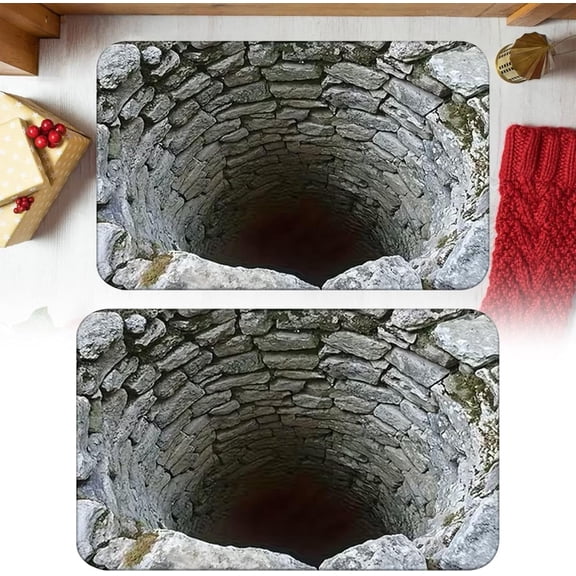 3D Optical Illusion Rug, Non-Slip Front Door Mat with Hole Effect Design, Fun Visual Effect Carpet for Indoor Home Decor, Entrance & Living Room Welcome Mat