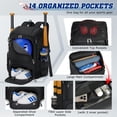 thumbnail image 3 of Mochila de béisbol RAINSMORE, ligera, para softball, negra, 3 of 7