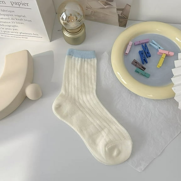 Zhuge 10 Pairs Women's Thin Cotton Socks,Soft Cotton Bootie Socks Women Above Ankle Crew Socks (White A18)