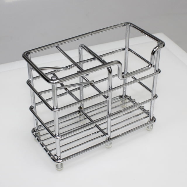 COMPUKAS 1Set Stainless Steel Toothbrush Stand for Bathroom Use with Hygienic Design 12X7.9X2In