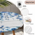 thumbnail image 3 of Spring Blue Floral Round Tablecloth for 36-44 Inch Tables,Fitted Table Cover with Elastic Edge,Farmhouse Weeping Floral Leaves Wood Waterproof Outdoor Table Cloth Protector for Patio Garden Dinner, 3 of 9