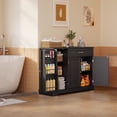 thumbnail image 6 of Asofer 42" Kitchen Pantry Storage Cabinet with Guardrail Space, Sideboard Buffet with 3 Doors & 1 Drawer,Black, 6 of 8