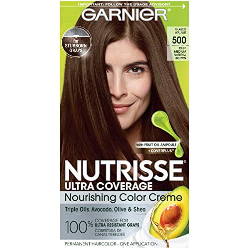 Garnier Hair Color Ultra Coverage Creme, 500 Deep Medium Natural Brown (Glazed Walnut) Permanent Hair Dye, 1 Count (Packaging May Vary) - Walmart.com