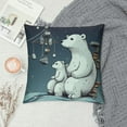 thumbnail image 2 of MDO  Starry Night Throw Pillow Cushion Cover, Mother Polar Bear Her Son Looking Stars Constellation Illustration, Decorative Square Accent Pillow Case, 24" X 24", Vermilion White, 2 of 5