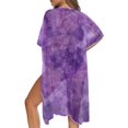 thumbnail image 4 of HELLHERO Purple Tie-Dye Long Kimono Swimsuit Cover Up Casual High Quality Fabrics Lightweight Bathing Suit Cover Up, 4 of 5