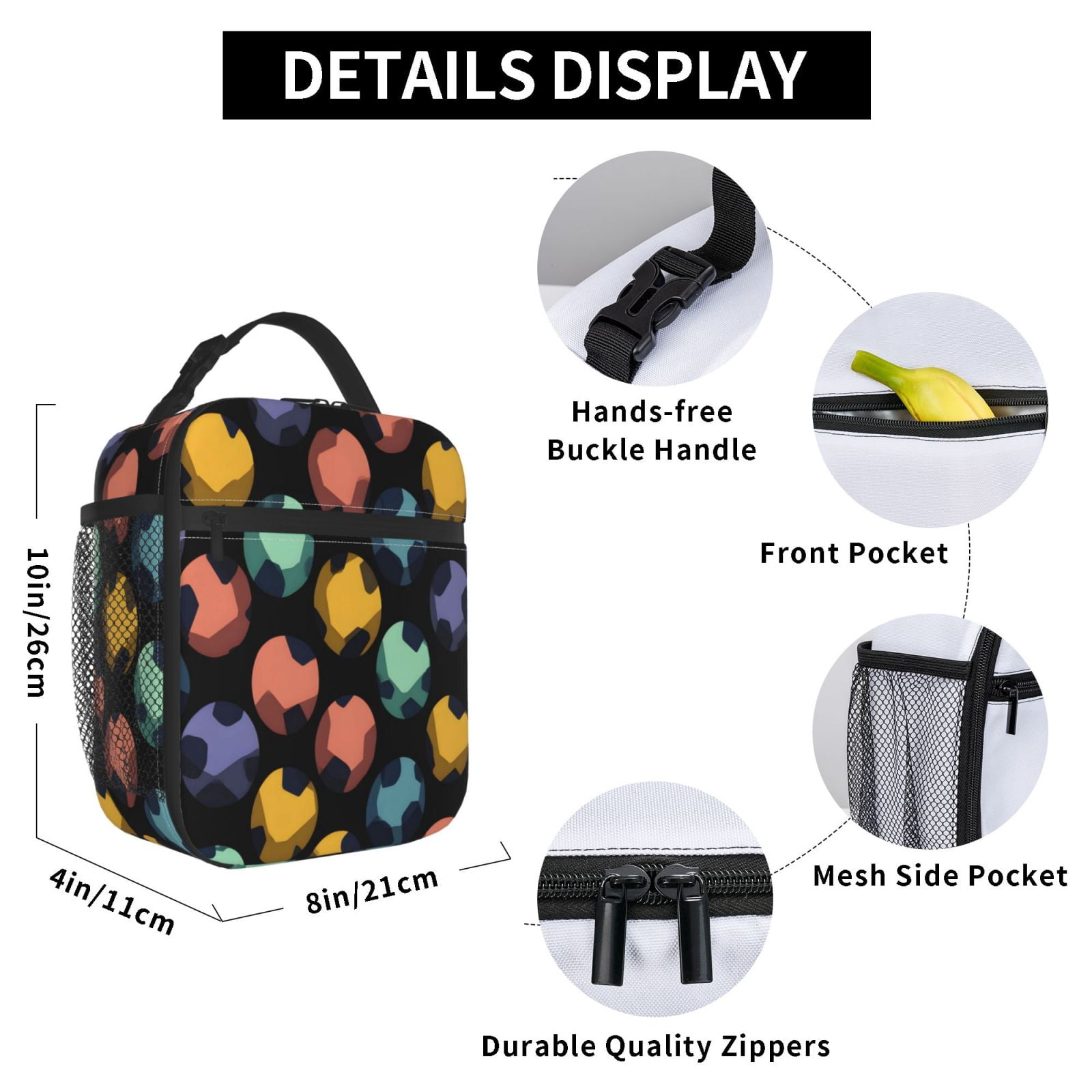 Lunch Bag For Women Men Insulated Portable Lunch Box Bento Box Office Picnic Travel Cooler Bag Soccer Football Cool Sport Style (2)