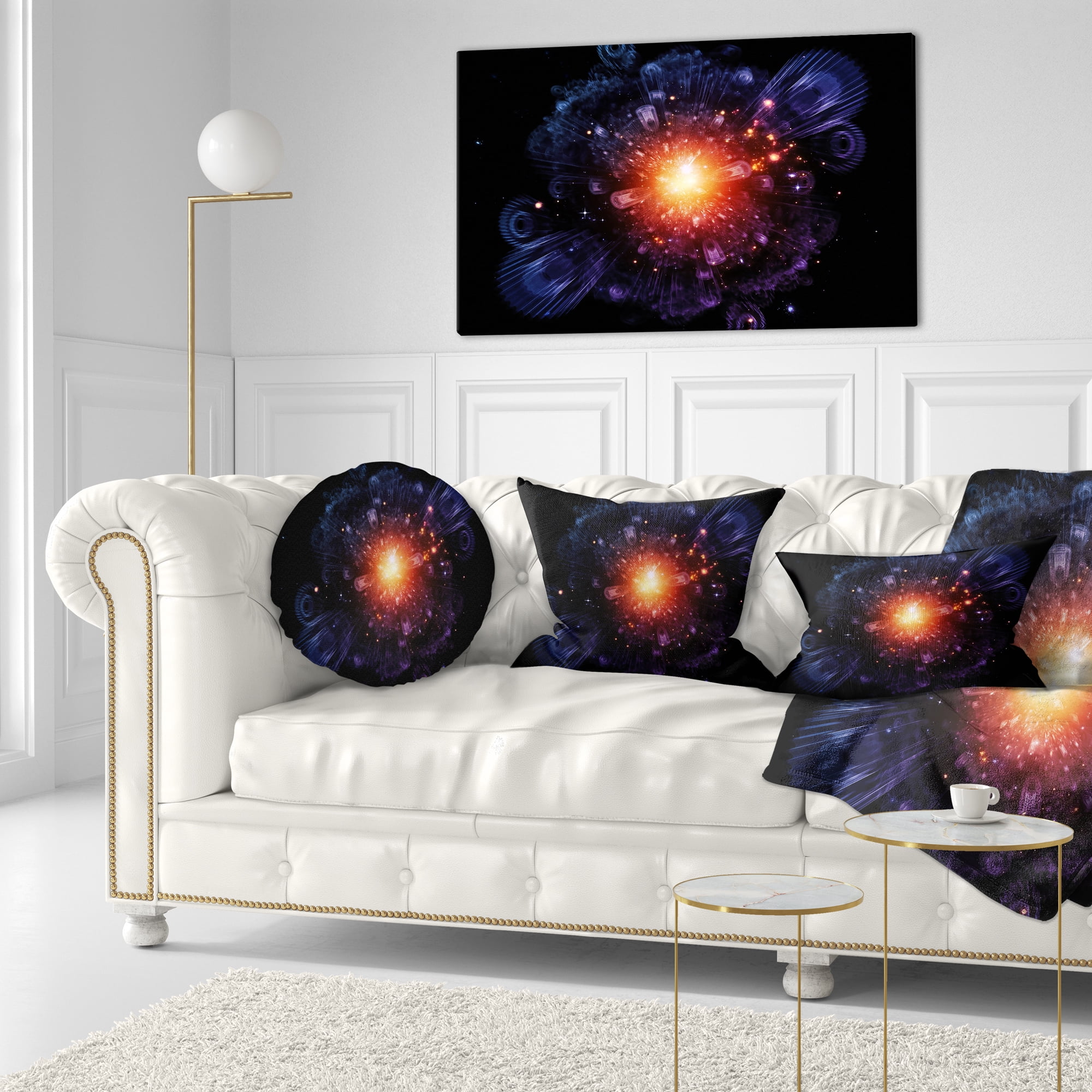 Designart Abstract Fractal Gears and Lights - Flowers Throw Pillowwork - 12x20