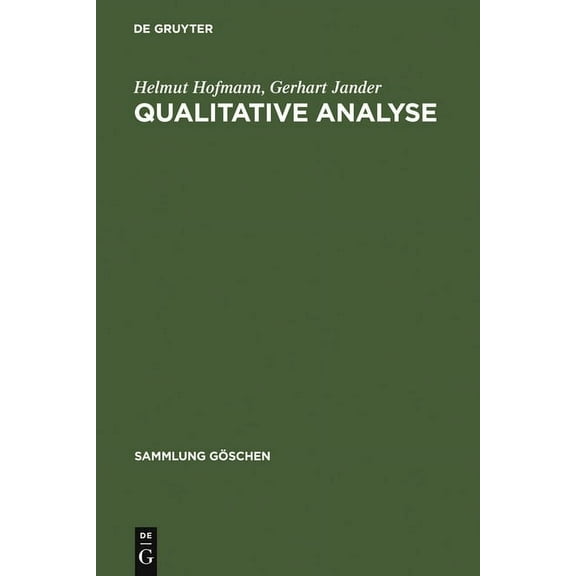 Sammlung Göschen Qualitative Analyse, Book 2619, (Hardcover)
