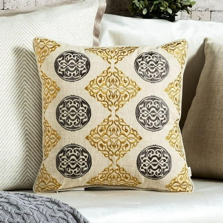 14 Karat Home Embroidery Line Medallion Decorative Throw Pillow