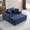 thumbnail image 2 of Lunale Boneless Chaise Lounge Chair with Ottoman, 52" Oversized 3-in-1 Convertible Sofa Chair for Living Room, Blue Corduroy, 2 of 9