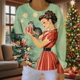thumbnail image 6 of Craaazy Women's Round-Neck Long Sleeve Shirts Santa Snowflake Print Casual Christmas Top Gifts, 6 of 7