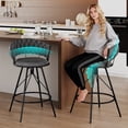 thumbnail image 4 of Andeworld 24'' Barstools set of 2, Modern Velvet Bar Stools with Woven Back, Counter Height Barstools with Upholstered Seating, Round Footrest, Grey, 4 of 7