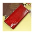 thumbnail image 2 of Piel Genuina Cartera Mujer Largo Lujo Patrón De Cocodrilo  rojo, 2 of 4