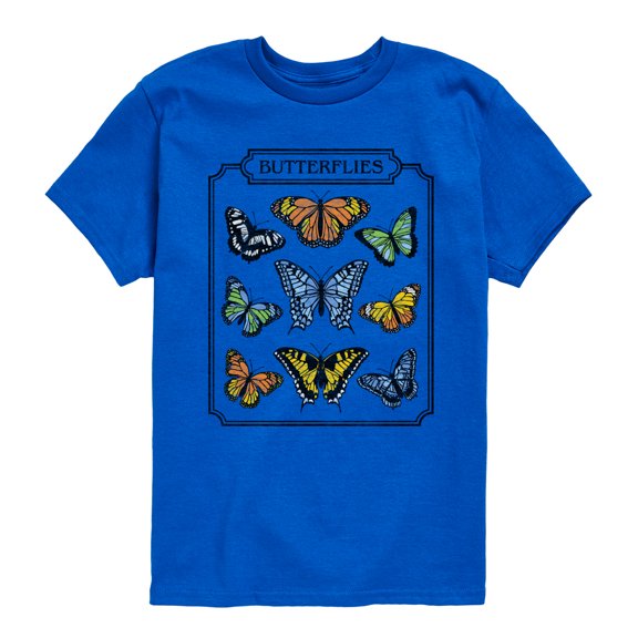Instant Message - Chart Of Butterflies - Youth Boys Short Sleeve Graphic T-Shirt