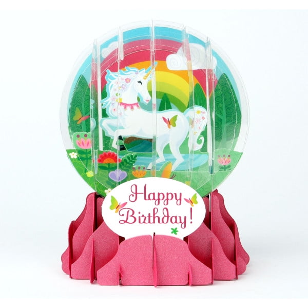 Up With Paper Everyday Pop-Up Greeting Card, Snow Globe, 5' x 3-3/4', Unicorn
