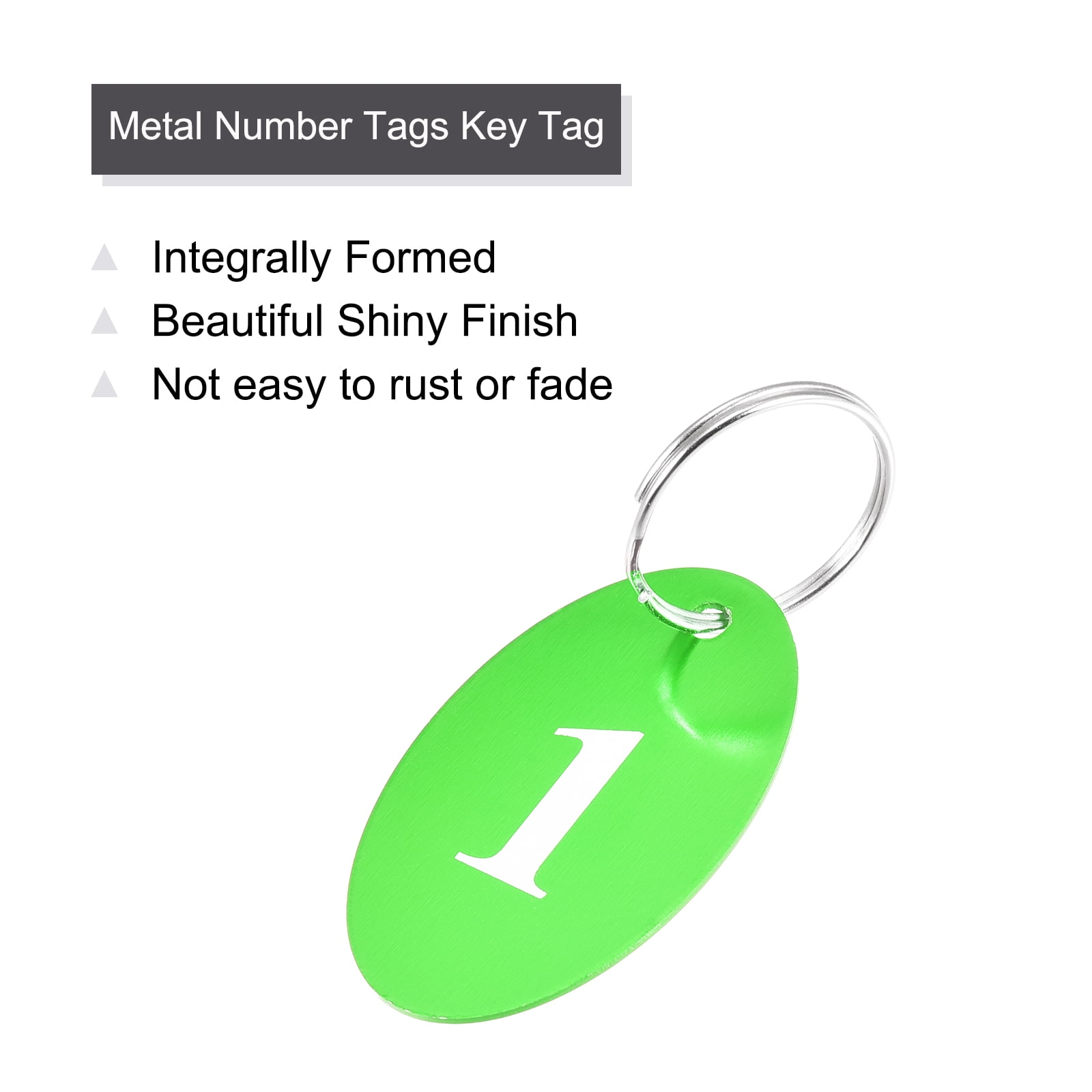 Uxcell Oval Number Tags Key Tag with Ring, 1-50 Numbered Green ID Tag for Coding, Decoration, Pack of 50
