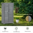 thumbnail image 6 of Outdoor Storage Cabinet, Garden Wood Storage Shed, Outside Vertical Shed with Lockers and 3-Tier Shelves, 63 inch Tall Tool Shed for Patio, Backyard, Balcony, Gray, D6983, 6 of 12